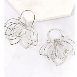 Silver Wire Floral Petal Earrings